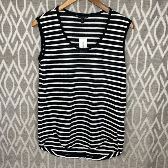 Banana Republic Sleeveless Linen Tunic Shirt Black & White Stripe Size: XS NWT - Picture 1 of 3
